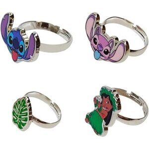 Kids Jewelry: 4-Piece Adjustable Rings for Girls, Ring Sets with metal charm Fas